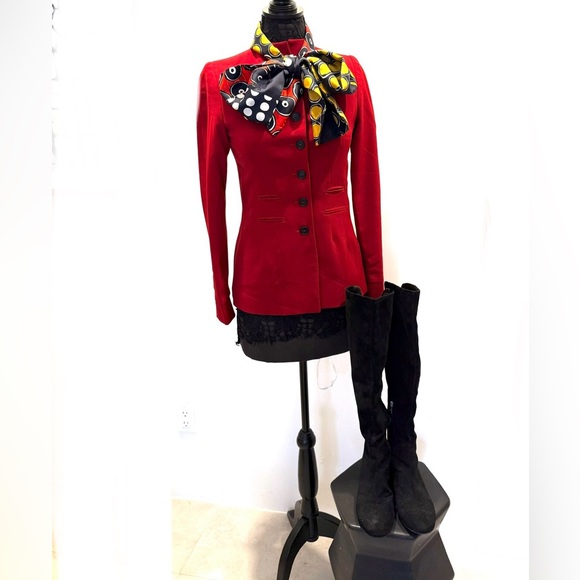 Classic vintage dressage style figure flattery Cranberry red jacket - Picture 12 of 12